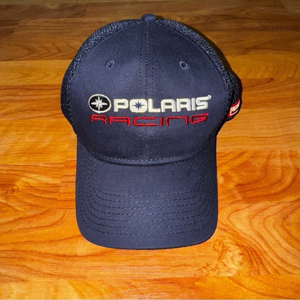 Polaris Racing Hat Baseball Cap Fitted Mesh Backside Navy Blue RN#102019 OSFM